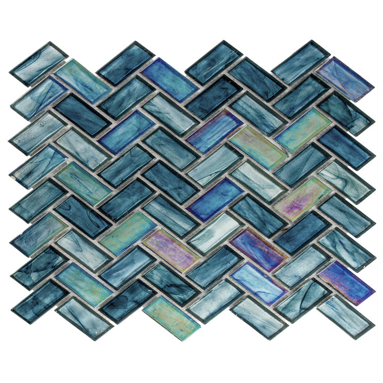 Andova Kaleido 1'' x 2'' Glass Herringbone Mosaic Tile Wayfair Canada